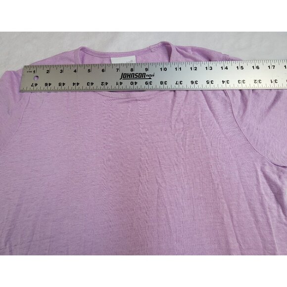 J. Jill Love Linen Womens Lilac White 3/4 Sleeve Top Small Petite Side-Button - Picture 6 of 8